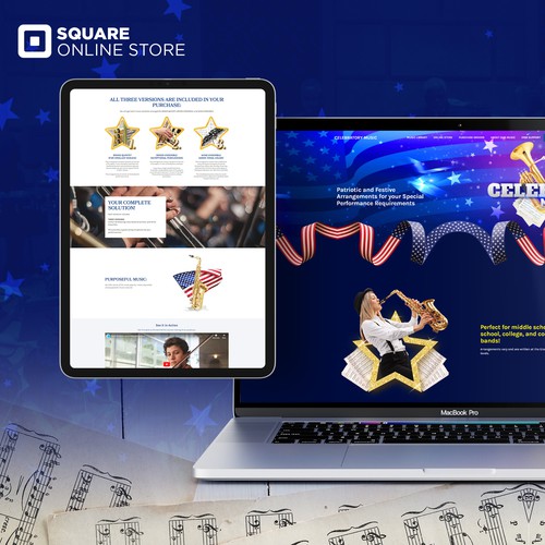 Atom design with the title 'Music Arranger for Square Online Service Site'