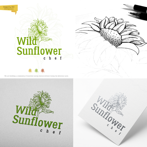 Sketch brand with the title 'Logo for a community of healthier eating choices without losing the delicious taste'