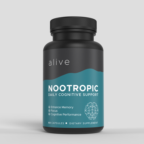 Design with the title 'LABEL AND 3D RENDER'