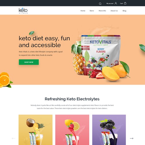 Retail website with the title 'Design a UI for a Diet and Lifestyle Retail Company'