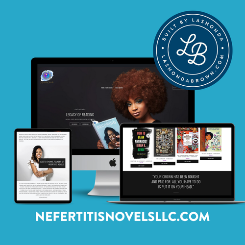 Online store website with the title 'NEFERTITI'S NOVELS | Online Bookstore'