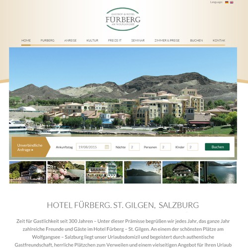 Hotel website with the title 'Furberg Website Design'
