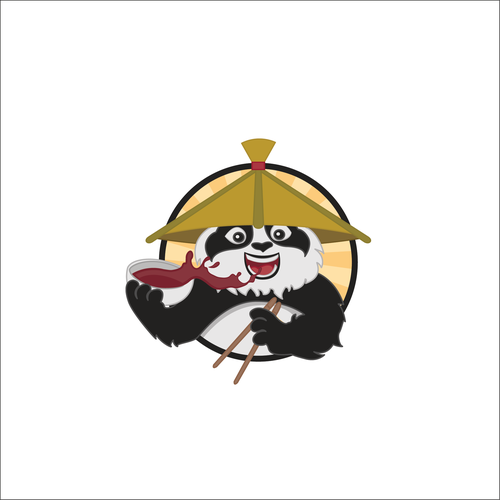 Chopsticks design with the title 'Panda Logo Soy Sauce'