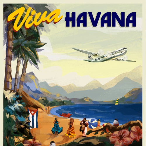Poster artwork with the title 'Vintage Airline Travel Poster'
