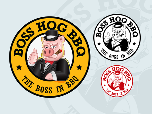 Pig design with the title 'Boss Hog BBQ logo design'