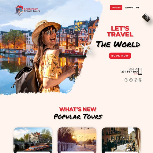 Travel agency website with the title 'Amsterdam Travel website '