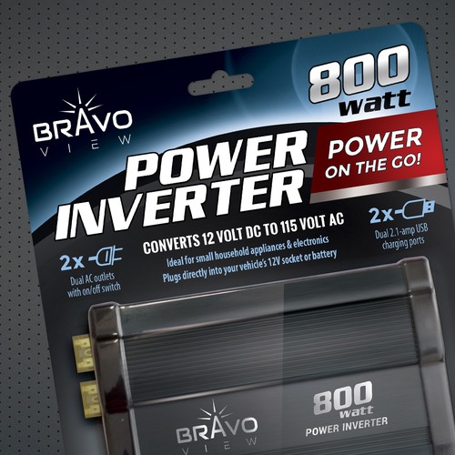 Redesigned packaging with the title 'Power Inverter package redesign'