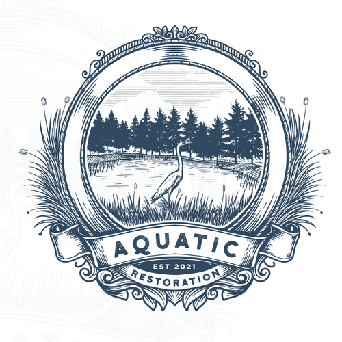 Emblem brand with the title 'Emblem vintage logo for Aquatic Restoration'