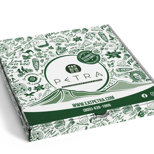 Pizza packaging with the title 'Pizza box design'