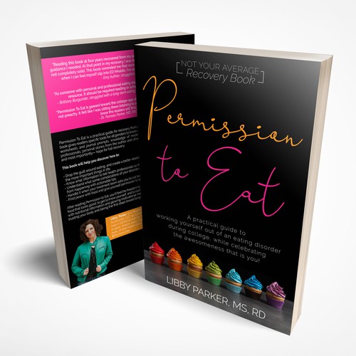 Black book cover with the title 'Book cover for practical guide to get out of eating disorder'