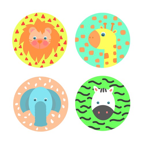 Elephant artwork with the title 'cartoon animal designs for kids'