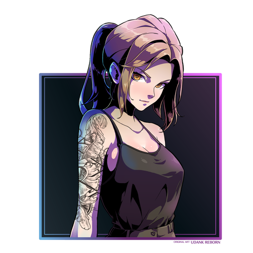 Anime design with the title 'Anime girl tattoo design'