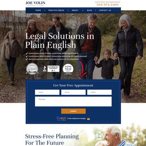 Course website with the title 'Web design for law firm'