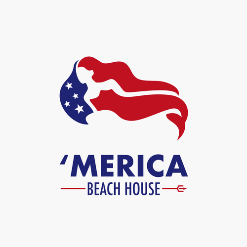 Beach resort logo with the title 'Mermaids & America logo for a beach house'
