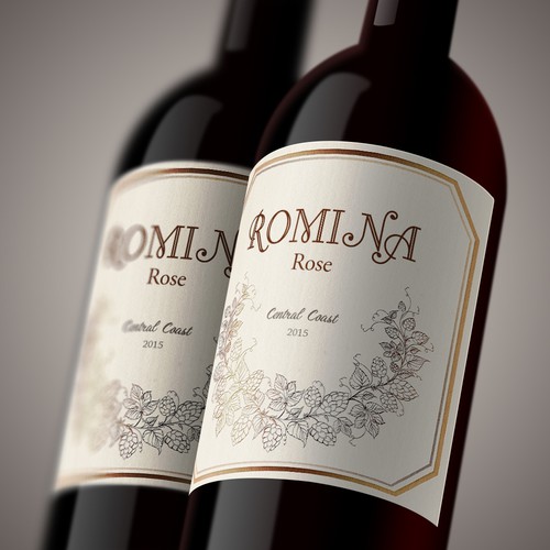 Rose label with the title 'wine bottle label art'