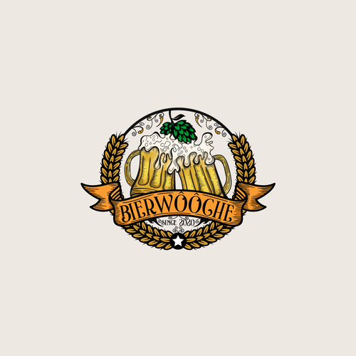 Antique logo with the title 'BIERWOOGHE'