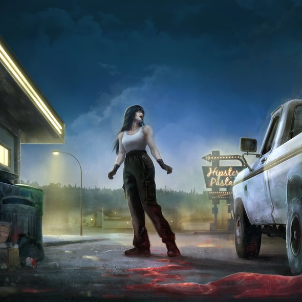 Truck artwork with the title 'Goth hicklib woman in tank top -illustration'