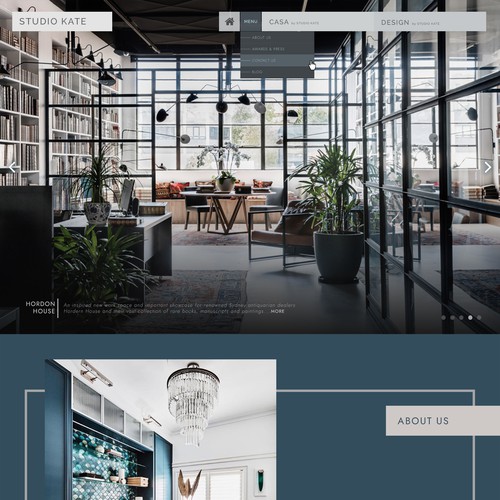Interior design website with the title 'Premium website design for an interior studio'