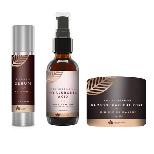 Cream packaging with the title 'Natural earth label design'