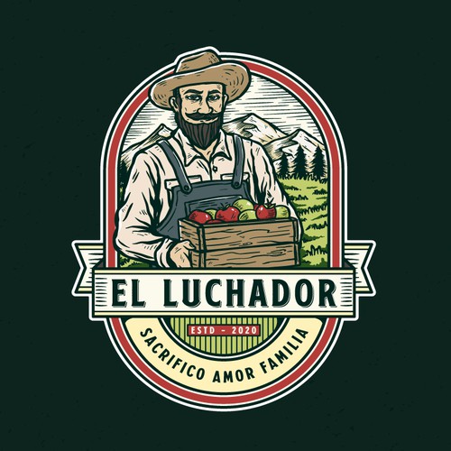 Vector logo with the title 'EL LUCHADOR - SACRIFICO, AMOR, FAMILIA'
