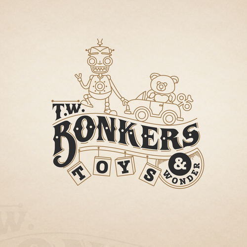 Toy logo with the title 't.w. Bonkers'