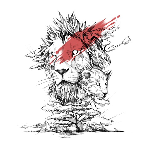 Lion design with the title 'Father | Son Tattoo'