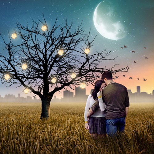 Photo book cover with the title 'Romantic Book cover design'