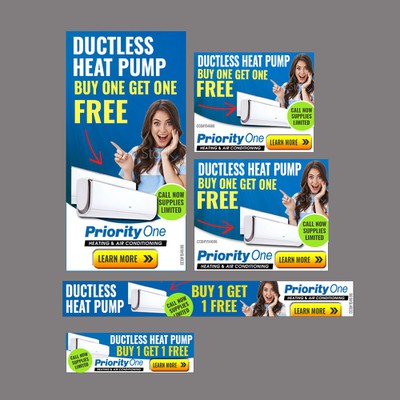 Banner ad for Priority One heating and air conditioning company USA