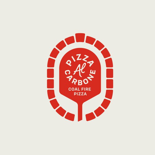 Pizza box design with the title 'Pizza Al Carbone'