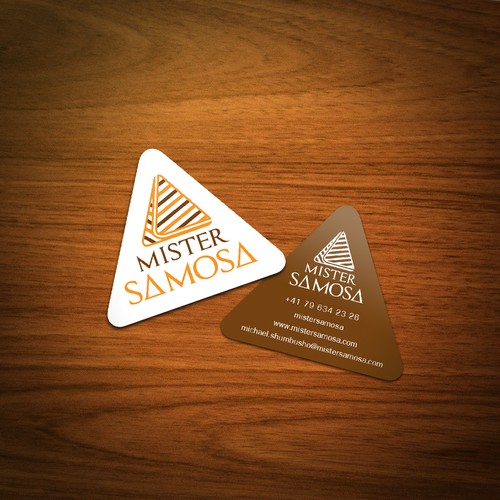 Orange and brown design with the title 'Logo and Triangle shaped business card'