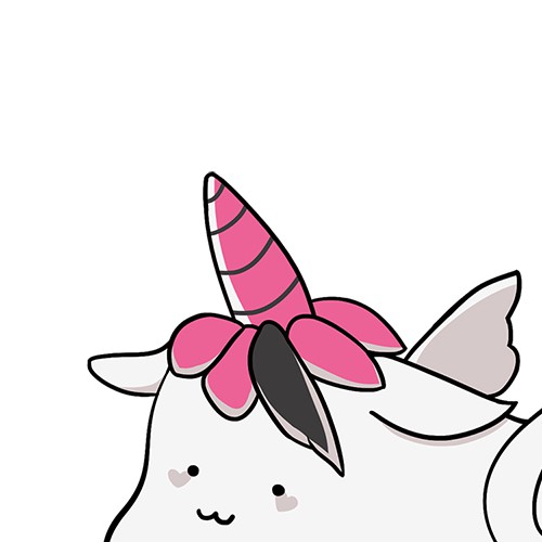Pink artwork with the title 'Chubby Flying Unicorn Mascot Design'