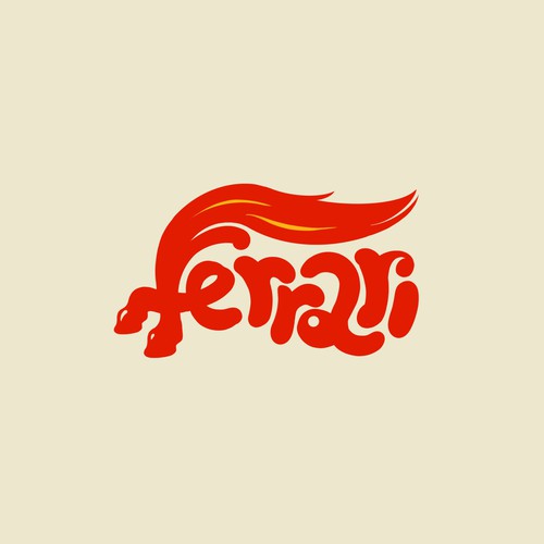Race car logo with the title 'Ferrari logo redesign'