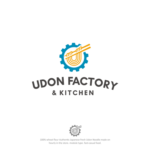 Factory design with the title 'Udon factory and kitchen logo'