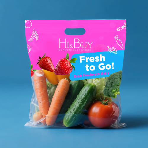 Fruit packaging with the title 'Hi&Buy – Fresh to Go! Packaging'