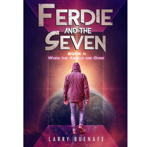 Futuristic book cover with the title 'ferdie and the seven'