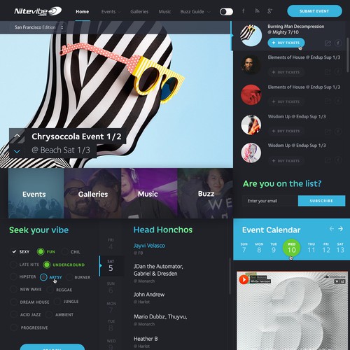 Modular design with the title 'Club-DJ Culture website Nitevibe.com'