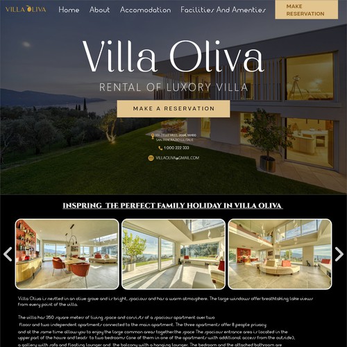 Luxury website with the title 'villa oliva '
