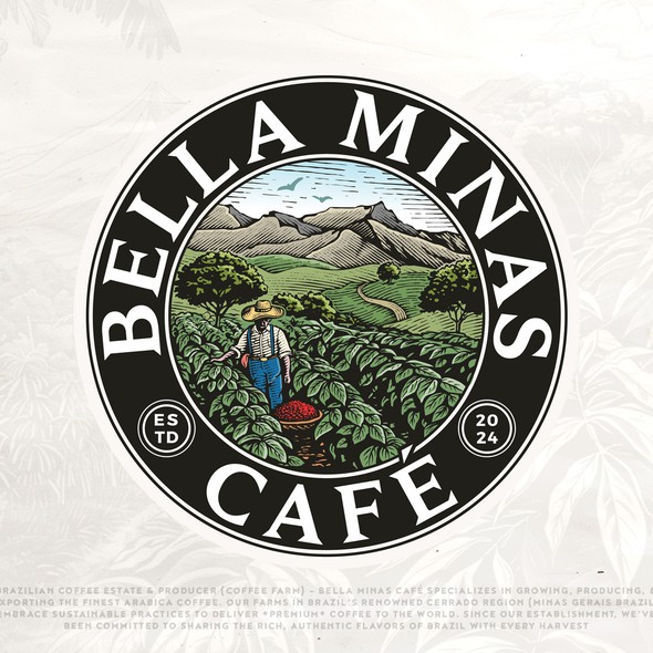 Plantation logo with the title 'Bella Minas cafe'