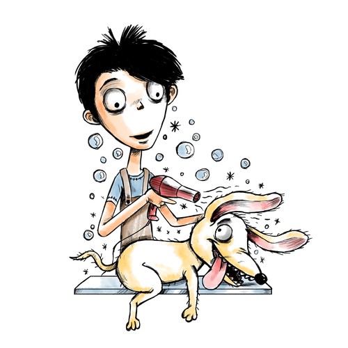 Dog illustration with the title 'Dog Groomer'