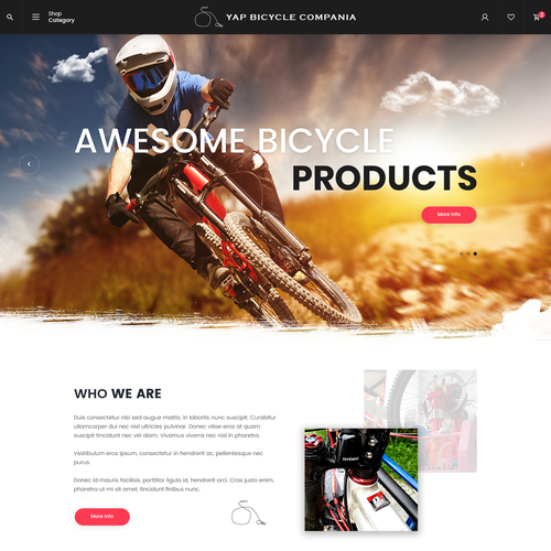 Bike design with the title 'Homepage design for Yap Bicycle Compania'
