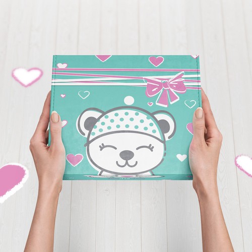 Product packaging with the title 'Baby Gift Box Packaging design'
