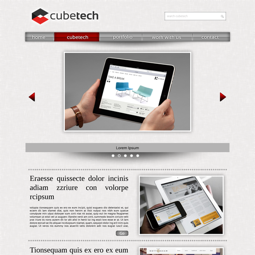 B2B website with the title 'New, creative website design wanted for cubetech'