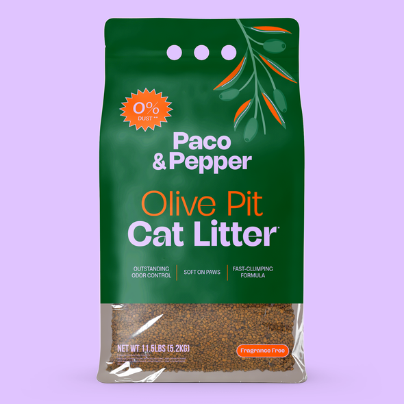 Packaging with the title 'Cat Litter Packaging - Complete rebranding'