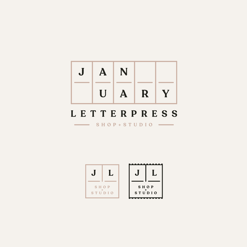 Stamp design with the title 'January Letterpress'