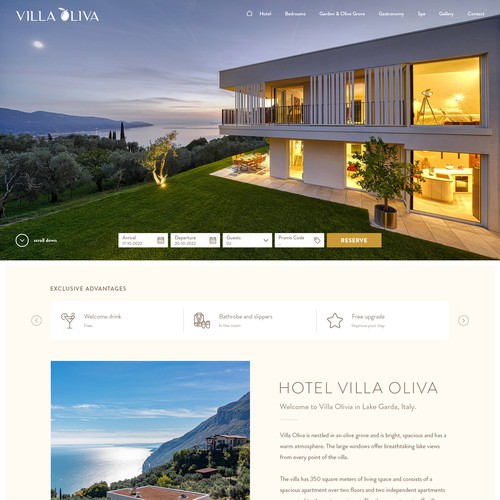 Hotel website with the title 'Villa Oliva'