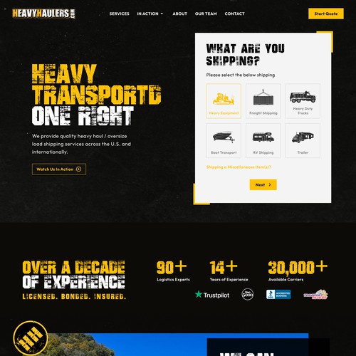 Intuitive design with the title 'Logistics Website'