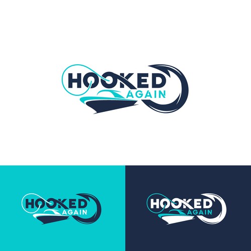 Boat logo with the title 'Hooked Again'