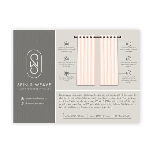 Insert design with the title 'A Product Insert for Fabric company'