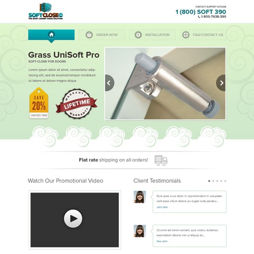 Retail website with the title 'SoftClose'