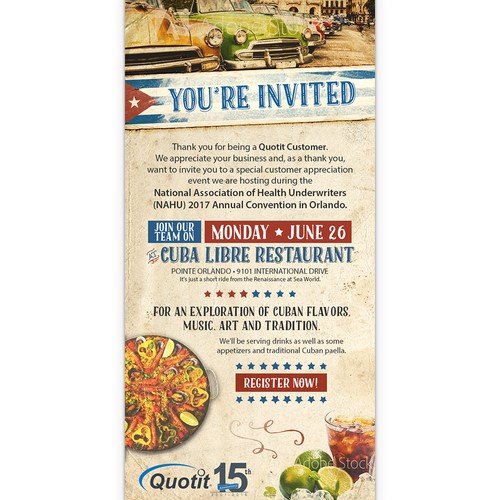 Campaign design with the title 'Cuban Themed Email Marketing Campaign'